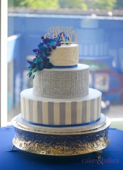 Rhinestone-wrap-blue-orchid-wedding-cake
