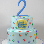 Alphabet and numbers birthday buttercream cake