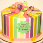Ribbons and bow birthday cake