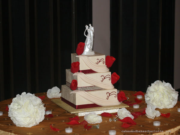Champagne Gold And Red Square Wedding Cake Cakes Bakes